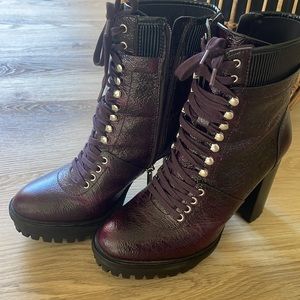 Vince Camino burgundy leather combat boots